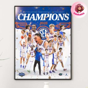 Florida Gators Is The New Southeastrern Conference Tournament Champions 2025 Poster Basketball Home Decor Poster Canvas