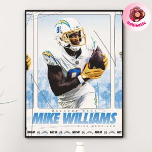 Mike Williams Welcom Back To Los Angeles Chargers Wide Receiver NFL Home Decor Poster Canvas